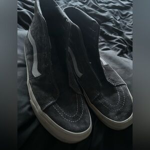 Vans Off the Wall Pewter Gray and White High Top Sneakers (no laces)
